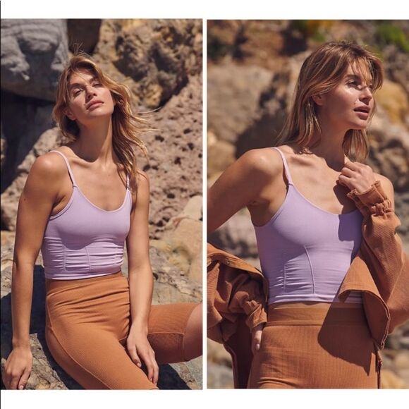 Free People Ruched Crop Top In Spring Blossom - Picture 1 of 2